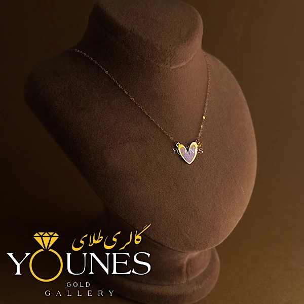 گردنبند میناکاری قلب بنفش مینیمال طلا